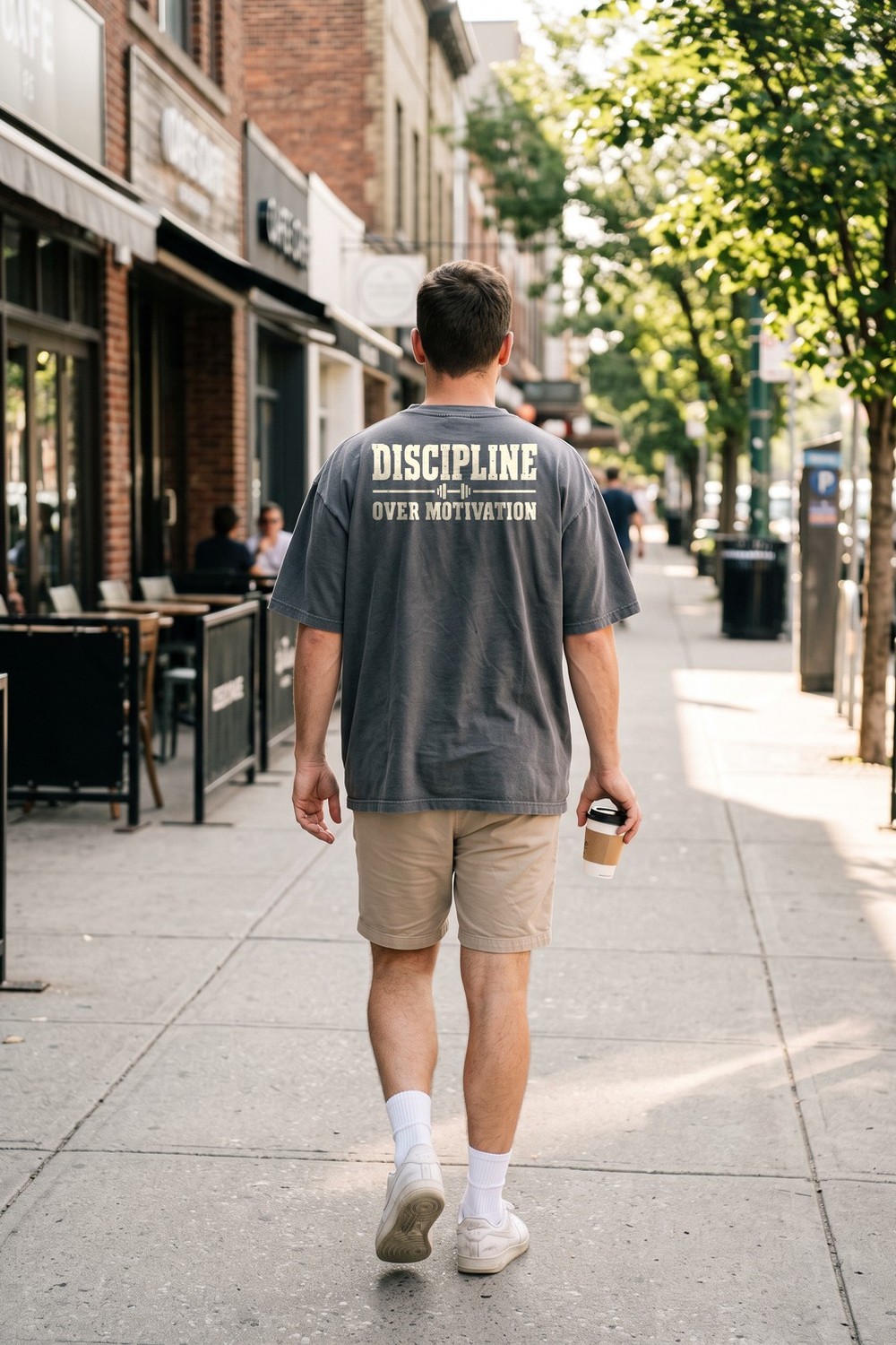 Man in a Discipline Over Motivation oversized tee